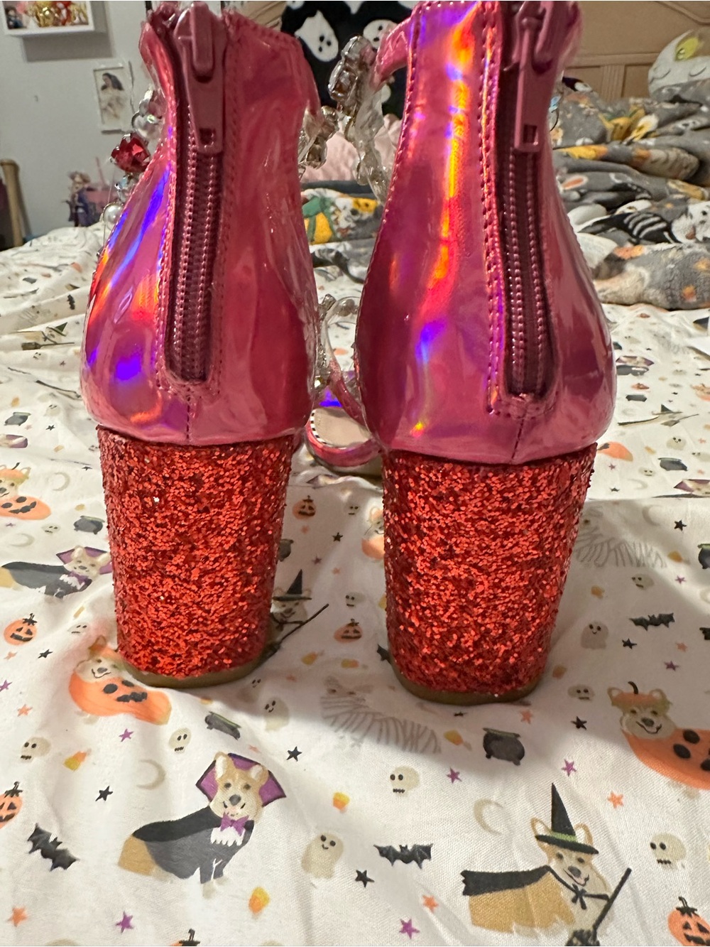 Betsey Johnson Astrid Pink Jeweled T-Strap Block Heel Sandals - Picture 10 of 10